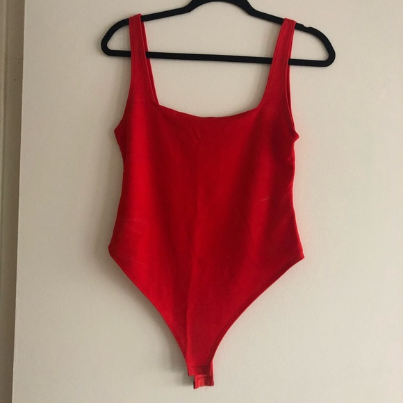 Red Square Neck Bodysuit - Picture 1 of 4